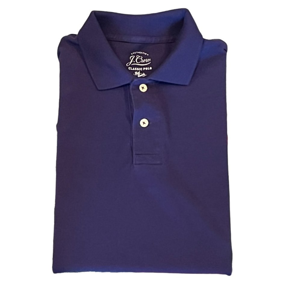 J Crew Navy Blue Short Sleeve Classic Knit Goods Cotton Men's Polo Shirt Size M